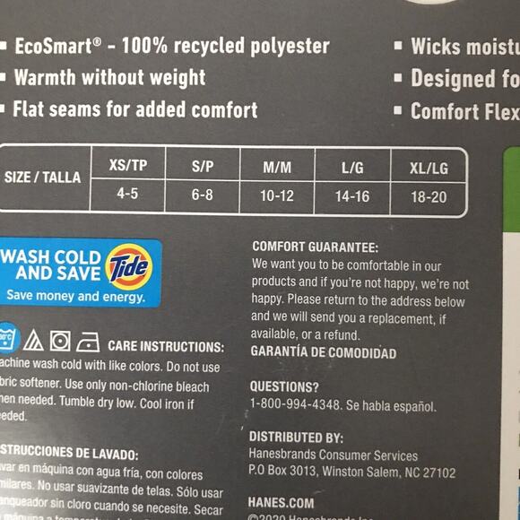 Hanes Boys Breathable Warmth crew top & pants set baselayer GRAY XL ''NEW'' - Picture 3 of 3